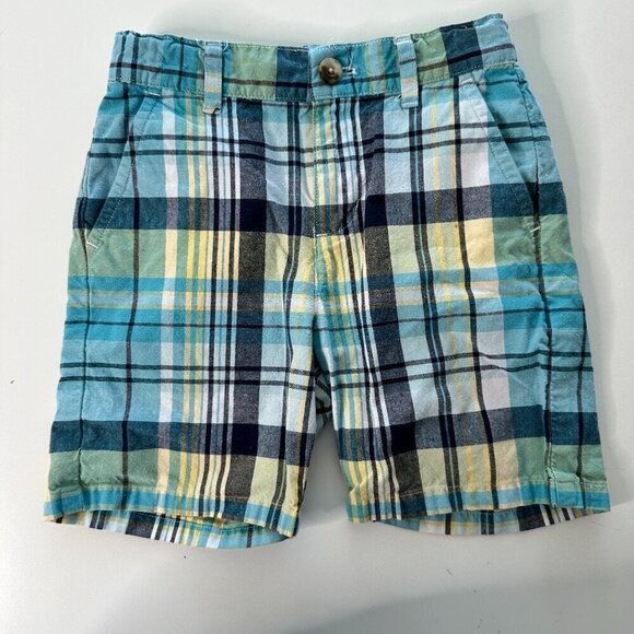 Janie and Jack Blue & Yellow Plaid Little Boys Shorts Size 18 / 24 Months - Picture 1 of 6